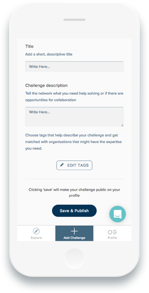 A phone displaying the Ellen MacArthur Foundation's online membership app on a page to create a new challenge